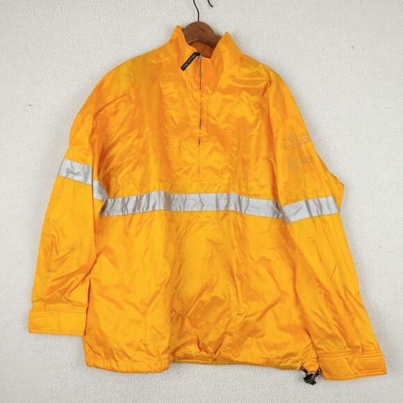 Vintage Anorak Mens Medium Orange Reflective Half Zip Rain Lightweight 90s - Picture 1 of 8